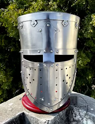 Medieval Steel Pot Helmet Warrior Armor Helmet Knight Role Play Christmas Gift • $124.99