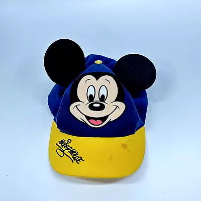 Walt Disney World Baseball Cap YOUTH Mickey Mouse Ears Hat Blue Yellow VTG • $8.96