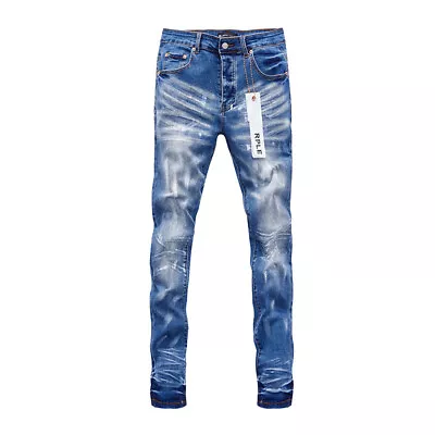 Blue New Purple Brand Men Personality Fashion Splash-Ink Jeans • $65.48