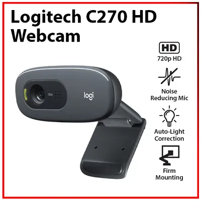 New Logitech C270 Clip-On Noise-Reduction Widescreen Laptop Desktop HD Webcam • $55