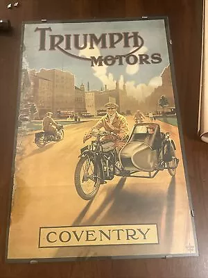 Vintage Original Triumph Motors Motorcycle Poster Early 1900s Rare!! • $299