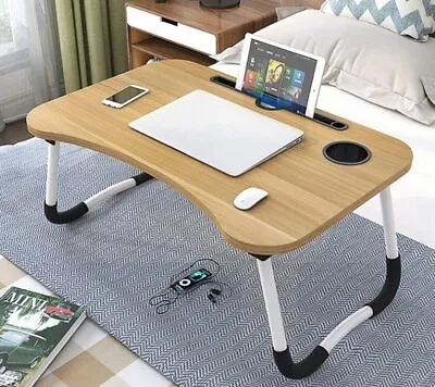 Folding Laptop Table Stand Bed  Home Picnic Computer Desk Stand Notebook Tray UK • £10.99