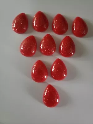 10 Large Red Glitter Tear Drop Charms Pendants Green New • £1.99