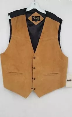 Scully Vest Mens Size 2XL  Brown Black Tan Leather Suede Western NWT Pockets • $68