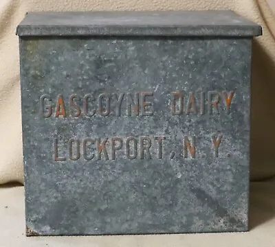 Vintage GASCOYNE DAIRY LOCKPORT NY Galvanized Insulated Milk Delivery Porch Box • $50.96