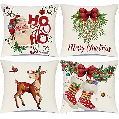  Decorations Pillow Covers Farmhouse Decor Vintage 20 X 20 Inches Christmas • $20.23