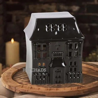 Black House Shaped Ceramic Tealight Candle Fragrance Oil Burner Wax Melt Warmer • £12.95