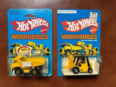 Hot Wheels Workhorses CAT Forklift 1168 And Dump Truck 1171 • $40