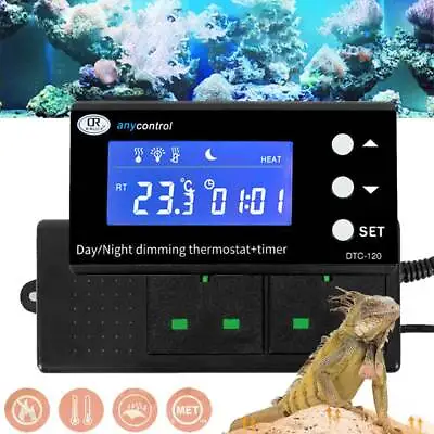 LCD Display Multipurpose Day/Night Dimming Digital Thermostat Timer For Aquarium • £29.99