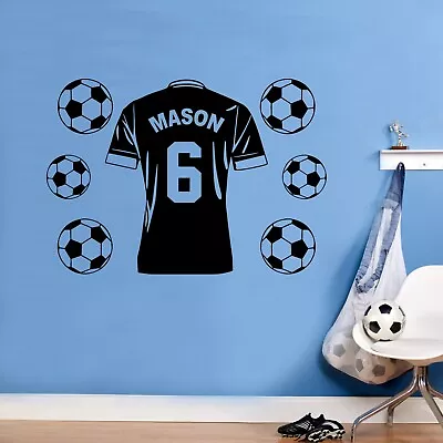 Personalised Football Shirt Wall Art Sticker Decal Boys Kids Children's Bedroom  • £12.99