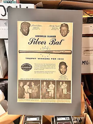 1956 Louisville Slugger Silver Bat Hank Aaron & Mickey Mantle Matted Advert. • $195