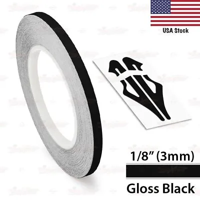 1/8  Roll Vinyl Pinstriping Pin Stripe Line Tape Decal Sticker 3mm GLOSS BLACK • $8.95