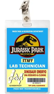 Jurassic Park Lab Technician ID Badge Name Tag Prop For Cosplay Costume Laminate • $13.47