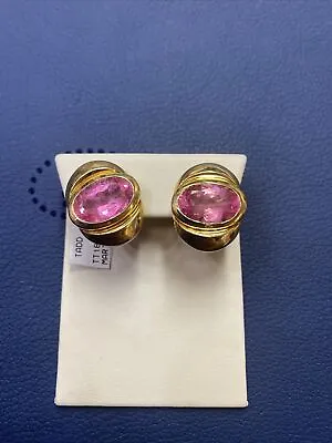 Marina B Bulgari 18k Yellow Gold Two Tone Swirl Bead Clip Earrings 23 Grams • $6300