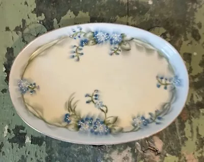 2 MZ Austria Moritz Zdekauer  Trinket  Dishes Blue Floral Hand Painted • $6.95