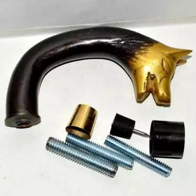 Brass Cane Wolf  Walking Stick Handle  Head Cast Brass W/ Outside Connector Wolf • $12.88