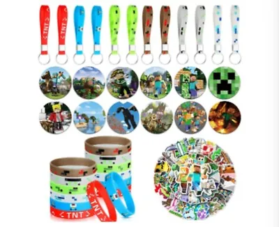 MINECRAFT 24 Kids Birthday Party Favors Gift Party Supplies  Keychains Bracelets • $35