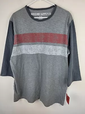 Athletic Fit T Shirt Mens XL TG Gray 3/4 Sleeves Crew Neck Casual Comfort NEW • $12.59