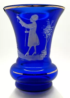 Vintage Mary Gregory Cobalt Blue Mini Vase - Gorgeous - Collectible  • $5.95