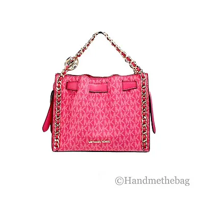 Michael Kors Mina Small Belted Electric Pink PVC Chain Inlay Crossbody Bag • $149