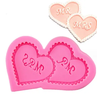 Love Heart Fondant Mould Valentine Silicone Cake Topper Chocolate Baking Mold • £2.35