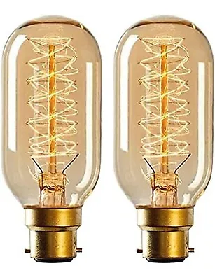 Amber Vintage Bayonet Edison Light Bulb B22 Retro Filament Bulbs T45 Tube Pack 2 • £9.49