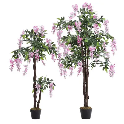 Large Potted Pink Wisteria Flower Artificial Tree Fake Plant Home Garden Decor • £55.95