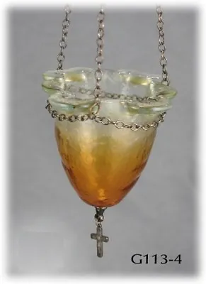 Christian Handmade Fusing Glass Oil Vigil Orthodox Candle Lamp 4.3  11cm • $29.10