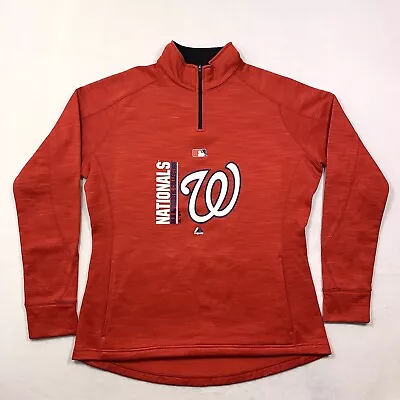 Majestic 1/4 Zip Jacket Womens XL Washington Nationals MLB Authentic Therma Base • $24.99