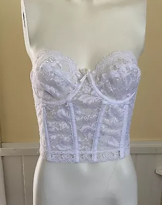 Vintage Wynette By Valmont 1970’s White Lace Bustier 32C • $19.99