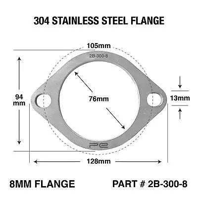 3 Inch 2 Bolt Exhaust Flange 8mm Thick 304 Stainless Steel Flange 76mm • £20.52