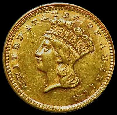 $690 • Buy Rare 1861 Gold $1 Ghost Reverse Partial Brockage Clash Die Error Coin