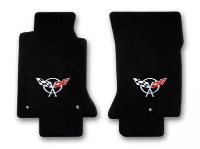 $138.99 • Buy 1997-2004 Corvette Lloyd Velourtex Front Floor Mats Black C5 Silver Crossflags