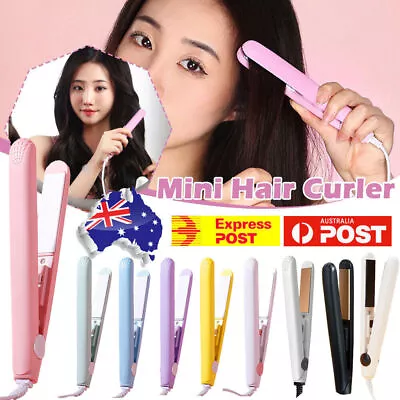 2-in-1 Ceramic Mini Hair Curler Portable Straightener Tourmaline Iron Heating • $7.99