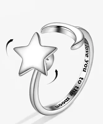 “I Love You To The Moon And Back” Adjustable Fidget Spinner Ring - Anti Anxiety • £6.75