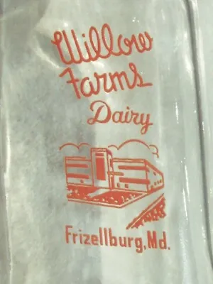 Square Orange Pyroglazed 1/2 Pt. Willow Farms Dairy Milk Bottle Frizellburg MD • $12.40