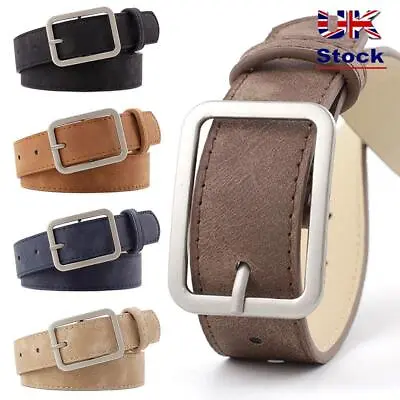 Casual Leather Belt Waist Band Square Pin Buckle Waistband Ladies Dress Strap • £5.63