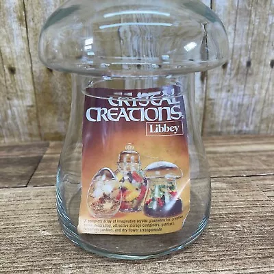 Vintage 70’s Libbey Mushroom Glass Jar Terrarium Canister Crystal Creations 6  • $29.99