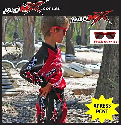 MOTOCROSS MX BMX OUTFIT(Pants+Jersey) Kids Youth Junior Dirt Bike Gear - RED • $85.99