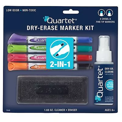 Quartet 2-in-1 Dry-Erase Kit Dry-Erase Markers Eraser Spray Cleaner • $12.99