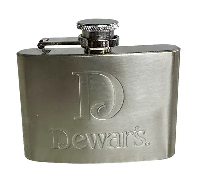 Dewar's Scotch Whiskey Stainless Steel 4 Oz Pocket Flask Embossed Screw Top • $10