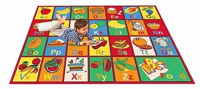 Mybecca Kids Rugs 3 X 5 Alphabet Fruit Educational ABC FOOD NON SKID GEL RUG • $39.99
