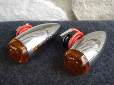 For Harley & Custom Choppers Smooth Mini Bullet Amber Turn Signal Lights • $23.95