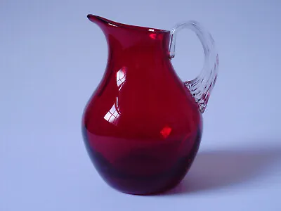 £9.99 • Buy WHITEFRIARS Glass Geoffrey Baxter Ribbed Ruby Red Sparrow Beak Jug  Vase
