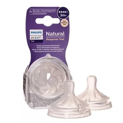 PHILIPS AVENT Baby Bottle Silicone Teat 2Pcs Natural Y Wide Notch 3 Months • $22.58