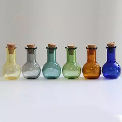 Mini Glass Color Bottles Bulb Cute Bottles With Cork Little Bottles Gift Tiny • £5.87