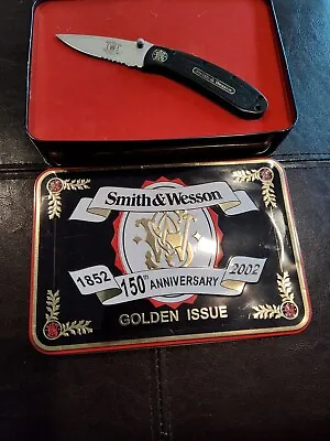 Smith & Wesson 150th Anniversary Golden Issue Knife In Tin NICE! • $20