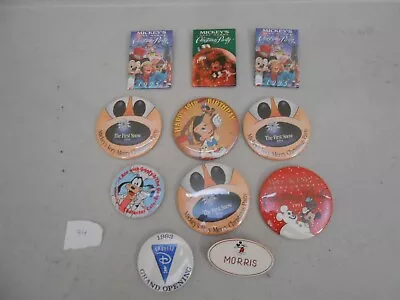 Vintage Lot Set 11 Disney Buttons Anniversary Employee Name Tag Pinback Pin #34 • $17.99