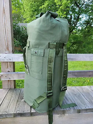 Military Duffle Bag OD Green Nylon Sea Bag Carry Straps Army Duffel USGI EXC • $28.90