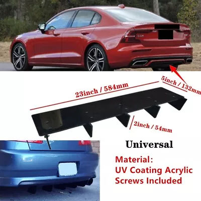 23x5  Universal Black Fit For Volvo S60 19-24 Rear Bumper Diffuser Fin Splitter • $40.45